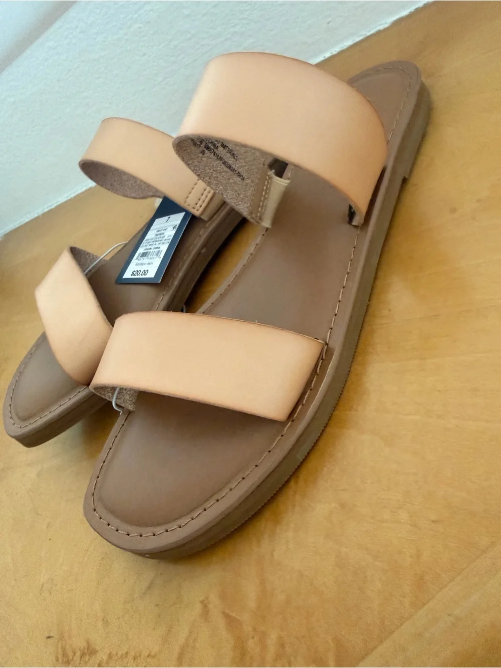 Woman's Universal Thread Tan Double-Strap Slide Sandals - Picture 3 of 3